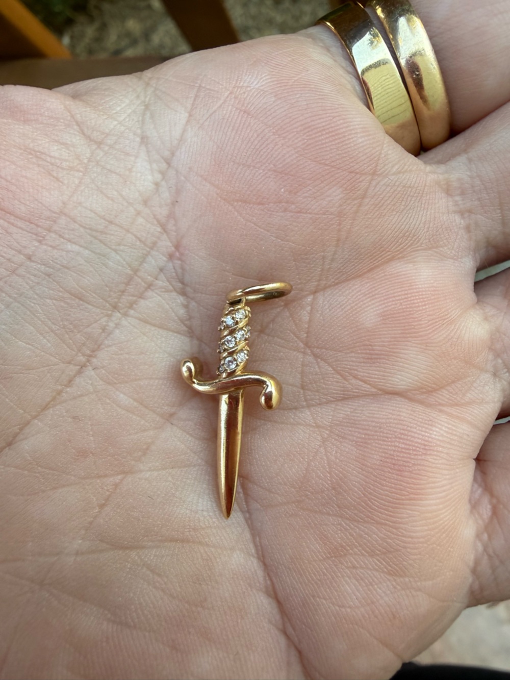 Maura Green Dagger in 14K Gold with Diamonds - Picture 5 of 6
